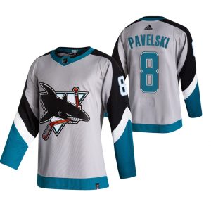 Herren San Jose Sharks Eishockey Trikot Joe Pavelski #8 2021 Reverse Retro Special Edition Authentic Grau